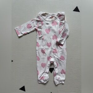 Cat & Jack|FREE w kids purchase,Baby girl ribbed footless jumpsuit,Pink Heart•••